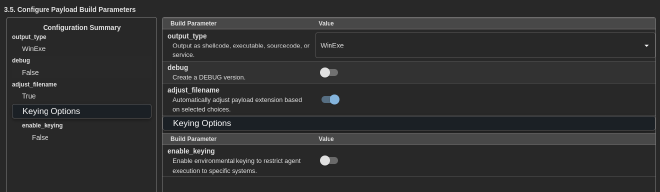 Payload Build Parameters