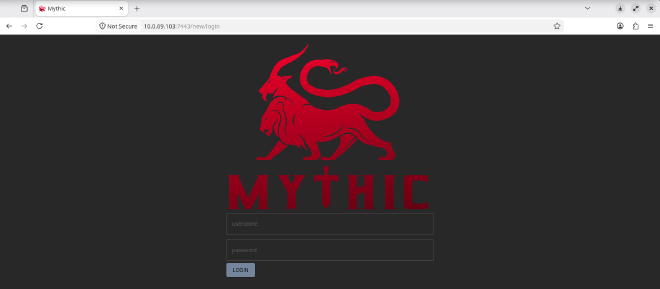 Mythic Login Page